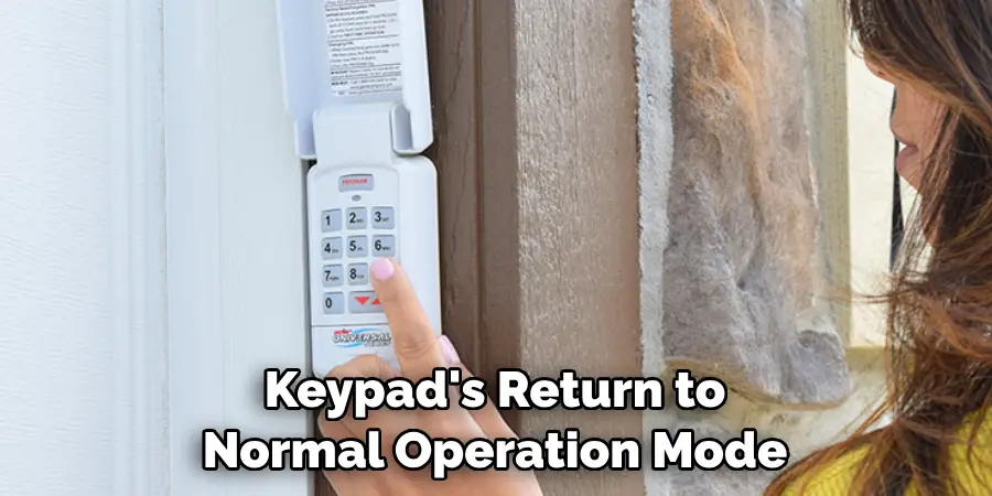Keypad's Return to Normal Operation Mode