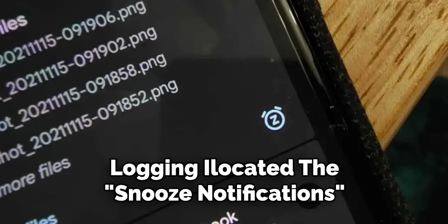 Logging Ilocated the "Snooze Notifications" 